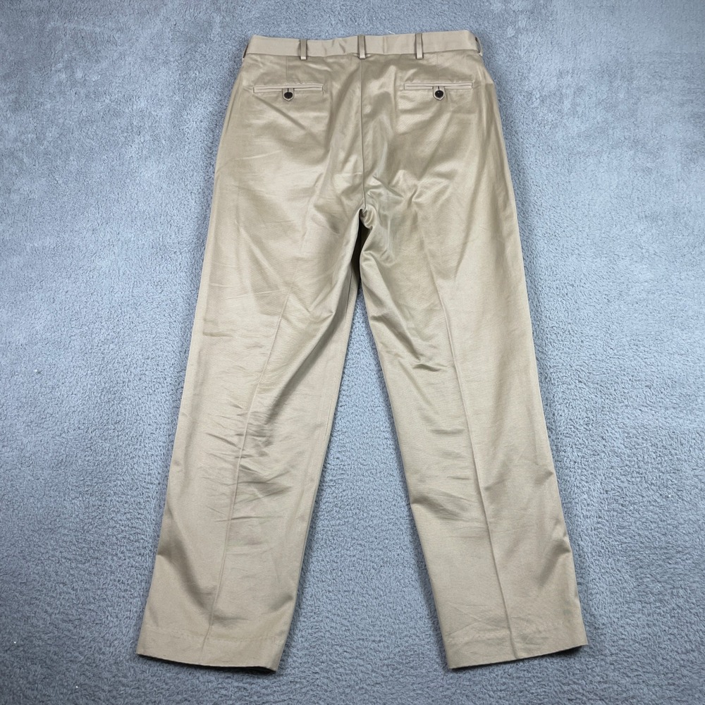 VTG Polo Ralph Lauren Double Pleated Chino Pants Mens 36R (Fits 34x31) Tan Khaki - Picture 2 of 9